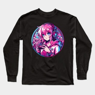 Pink lovely gamer girl Long Sleeve T-Shirt